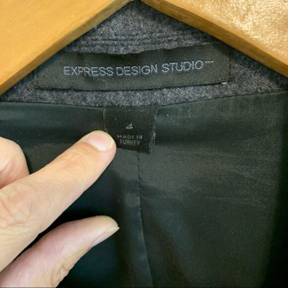 EXPRESS Dark Gray Wool Waist Length Blazer - Picture 3 of 10